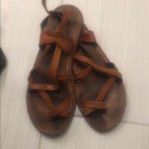 Strappy brown sandals